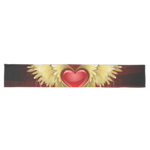 Chemin De Table Long Coeur rouge avec ailes d'or