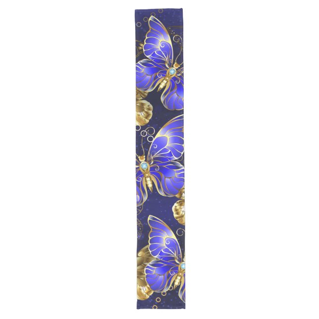 Chemin De Table Long Composition avec papillons Sapphire (Devant)