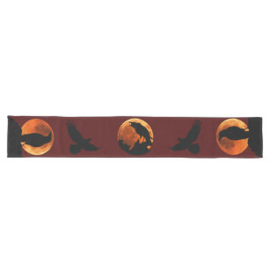 Chemin De Table Long Corbeau noir et sang Rouge Lune Coureur de table