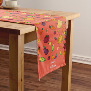 Chemin De Table Long Cottagecore légumes nom orange Table Runner