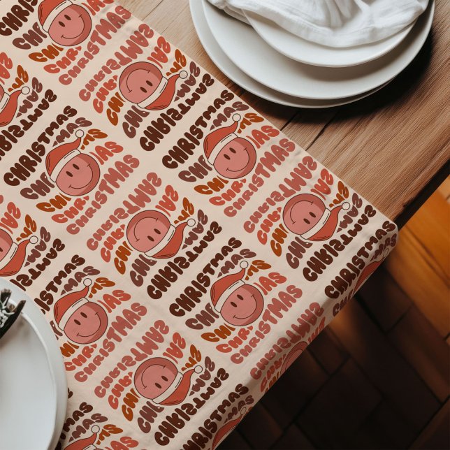 Chemin De Table Long Couleur Pastel Noël Runner Groovy 70s Vintage Tabl (Pastel Xmas Runner Groovy 70s Vintage Table Look)