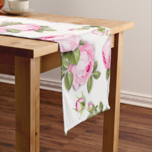 Chemin De Table Long Coureur à longue table rose florale