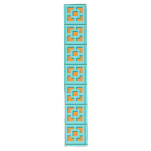Chemin De Table Long Coureur de table Retro Turquoise et Orange Trellis