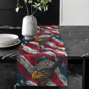 Chemin De Table Long Coureur du quatre juillet Aigle et drapeau Accent