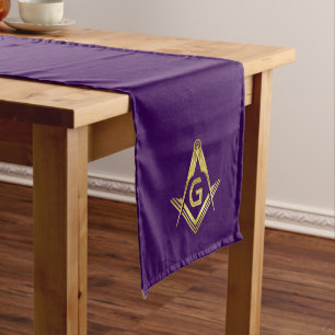 Chemin De Table Long Coureurs de table maçonnique violet et or Freem