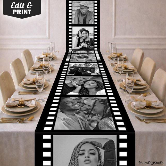 Chemin De Table Long Custom Photo Tablecloth, Hollywood Film Strip (Custom Photo Tablecloth, Hollywood Film Strip Long Table Runner)