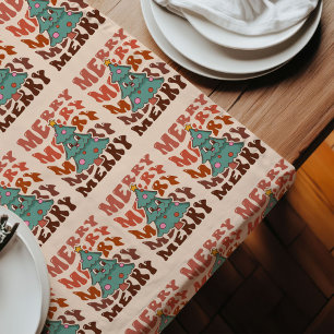 Chemin De Table Long Décor de Noël Runner Peace Love Pastel des années