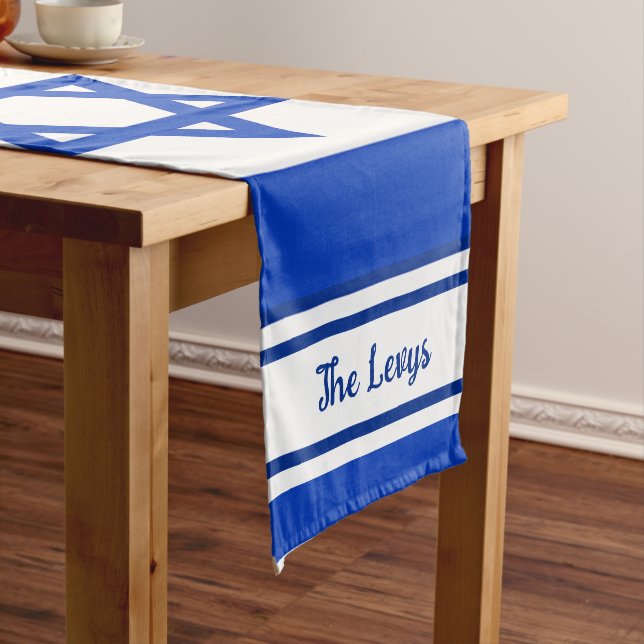 Chemin De Table Long Drapeau israélien personnalisé (In Situ)