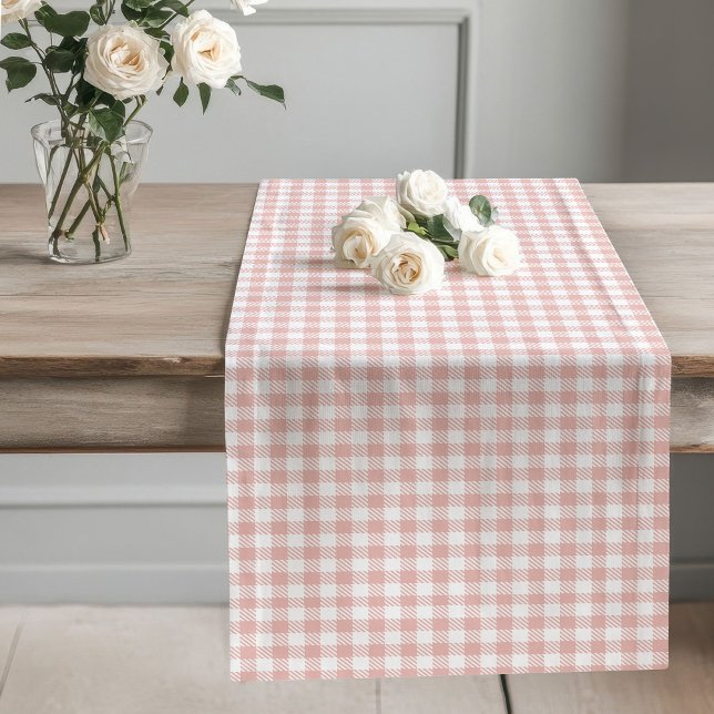 Chemin De Table Long Élégant Rose Gold À damiers Plaid Table Runner (Elegant Rose Gold Checkered Plaid Table Runner Decor)