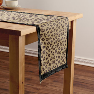 Chemin De Table Long Empreinte de léopard avec la frontière