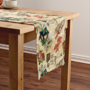 Chemin De Table Long Ephémère de Noël Vintage or rustique