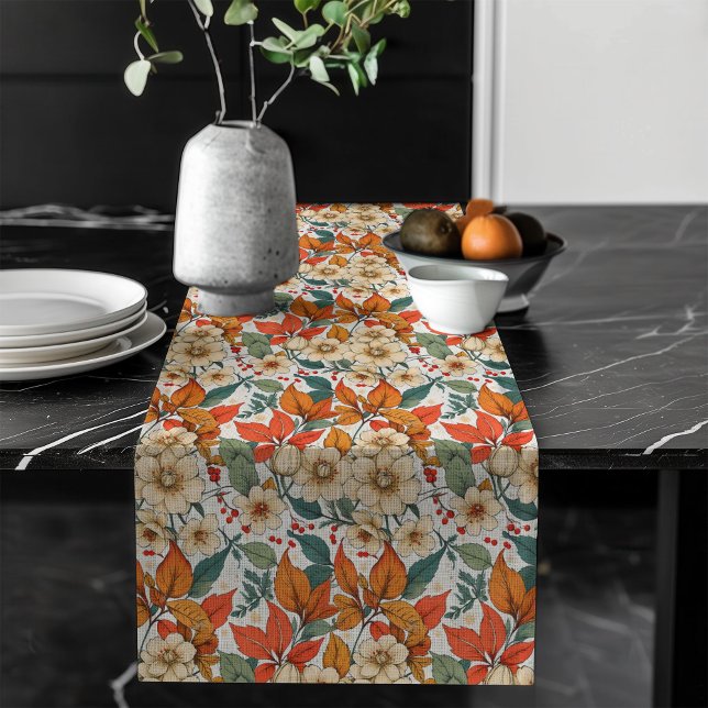 Chemin De Table Long Festif Autumn Blooms Table Runner Accent saisonnie (Festive Autumn Blooms Table Runner Seasonal Accent)