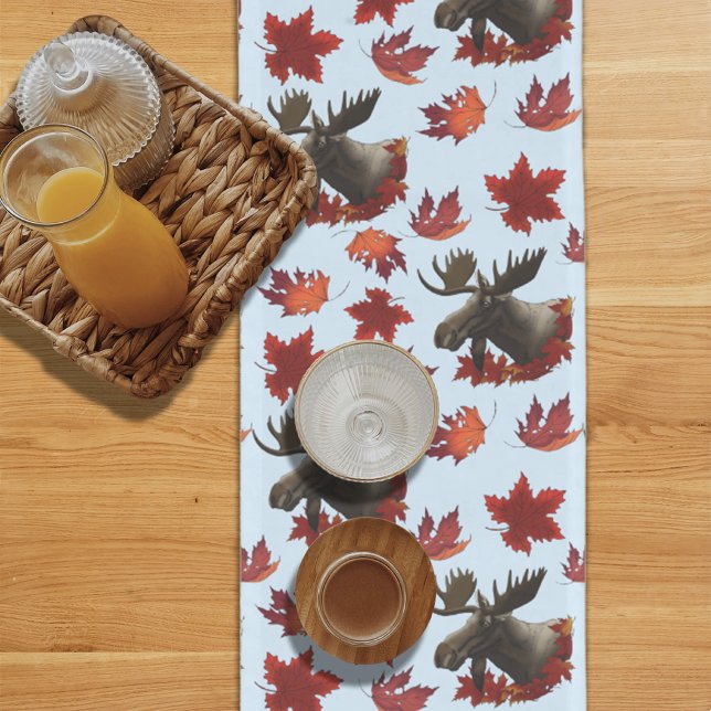 Chemin De Table Long Feuilles d'érable rouge d'orignal  (Créateur téléchargé)