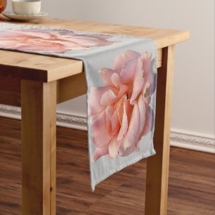Chemin De Table Long fleur de rose rose
