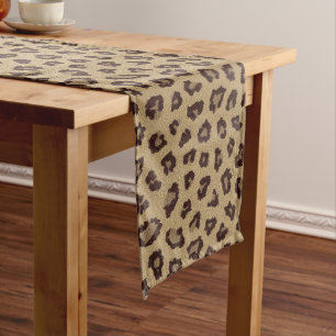 Chemin De Table Long Fourrure d'animal de peau de léopard