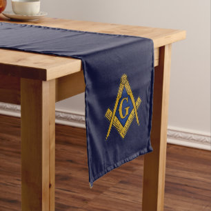 Chemin De Table Long Freemason Masonic Carré et Compass