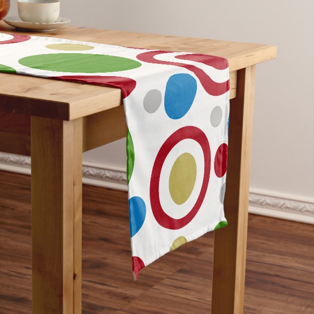 Chemin De Table Long Géométrique Noël Rouge Vert Argent Or Bleu (In Situ)