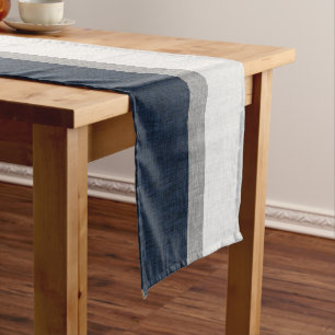 Chemin De Table Long Gris Bleu Foncé Abstrait Moderne Rayure De Base