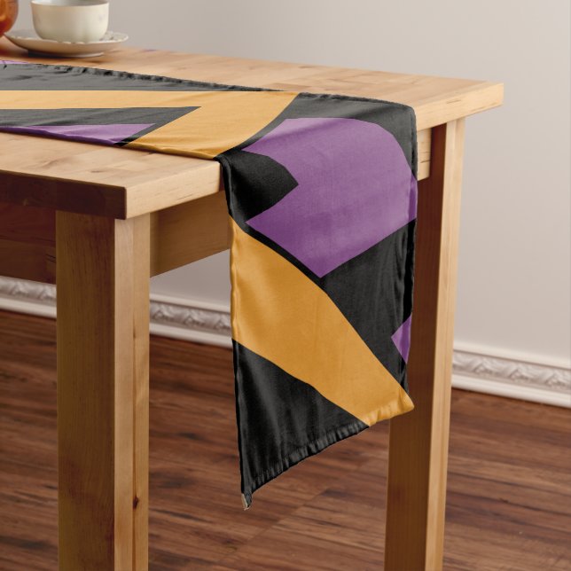 Chemin De Table Long Halloween Zig Zags Orange Violet (In Situ)