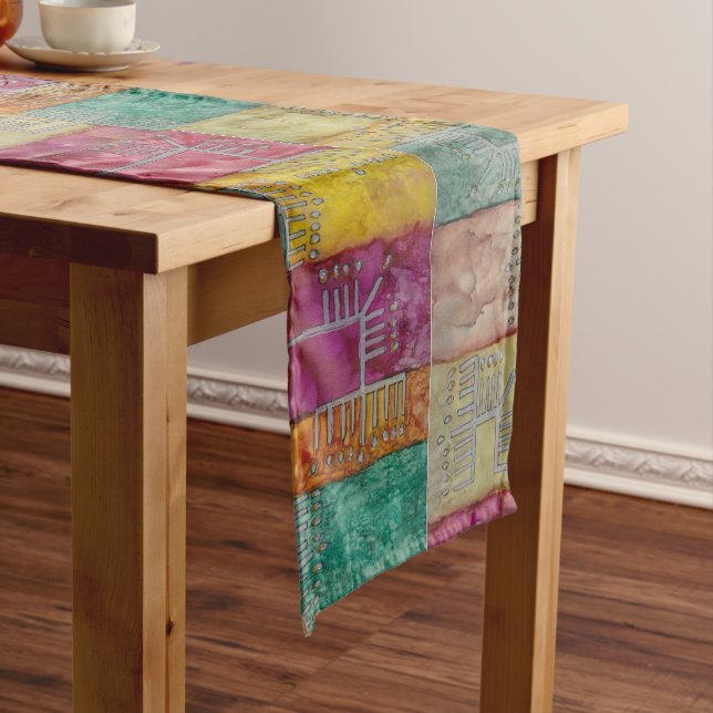 Chemin De Table Long Hanukkah "Lots A Menorahs" (In Situ)