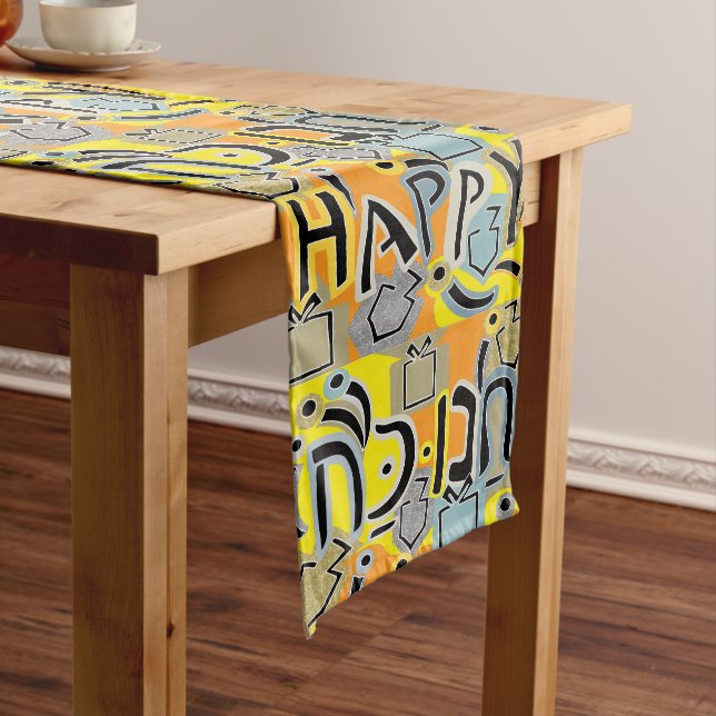 Chemin De Table Long Happy Hanukkah Happy (In Situ)