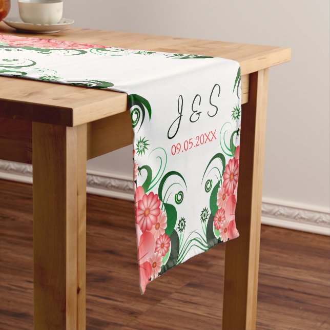 Chemin De Table Long Hibiscus rose floral 16 x 108 Mariage (In Situ)