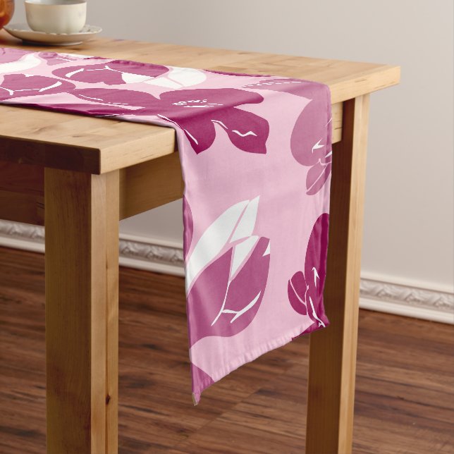 Chemin De Table Long Impression botanique de magnolia rose (In Situ)