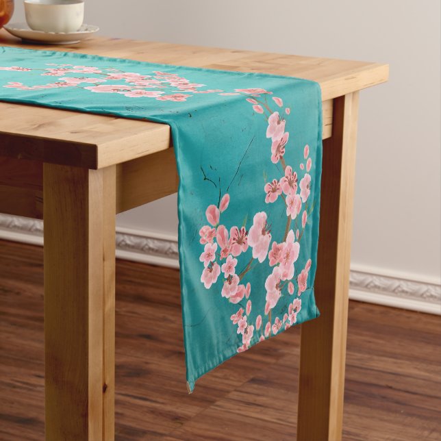 Chemin De Table Long Italian-Inspired Cherry Blossom Green  (In Situ)
