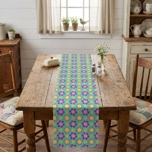 Chemin De Table Long Joli Coureur de Table Fleurs Rétro Colorées Grand