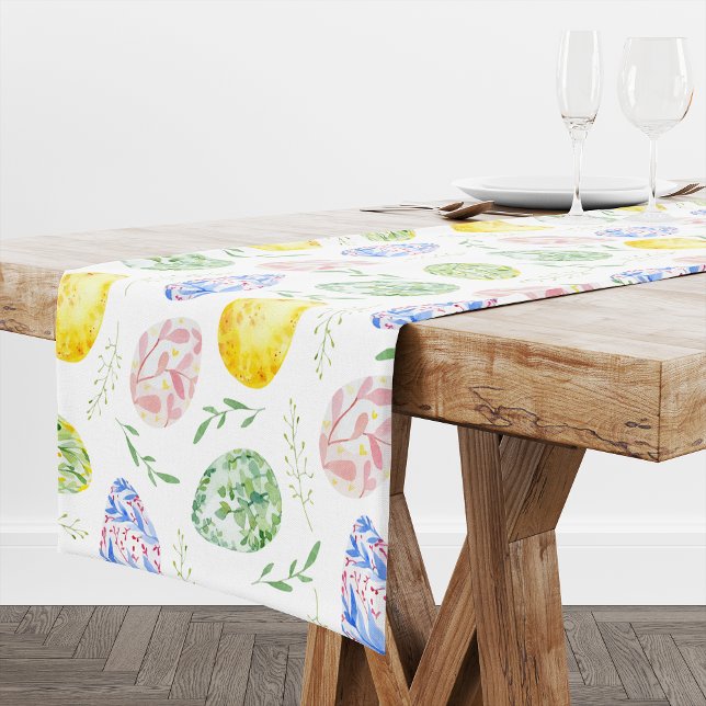 Chemin De Table Long Joyeux Oeufs d'aquarelle de Pâques (Créateur téléchargé)
