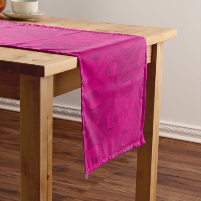 Chemin De Table Long Luxe Moderne Élégant Coeur Rose (In Situ)