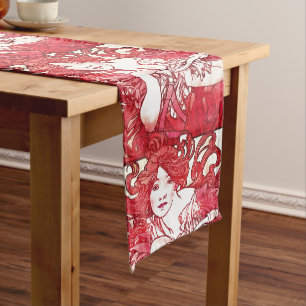 Chemin De Table Long Madame rouge Bicycle Table Runner de Nouveau Mucha