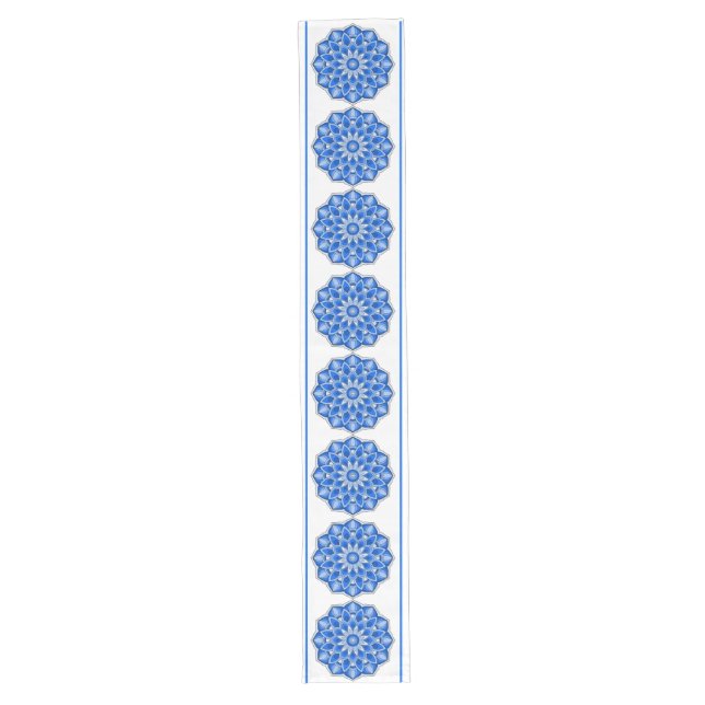 Chemin De Table Long Mandala en bleu (Devant)