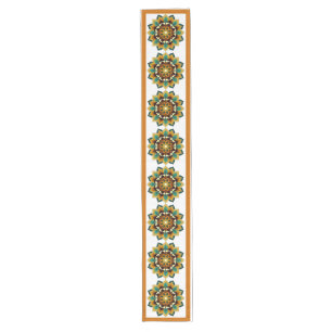 Chemin De Table Long Mandala Motif 2002 en jaune et bronzette