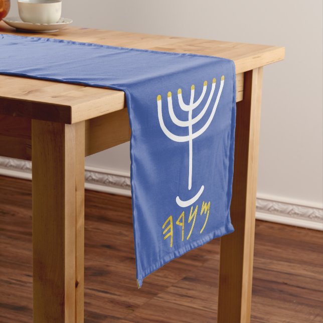 Chemin De Table Long Menorah Table Runner Blanc (In Situ)