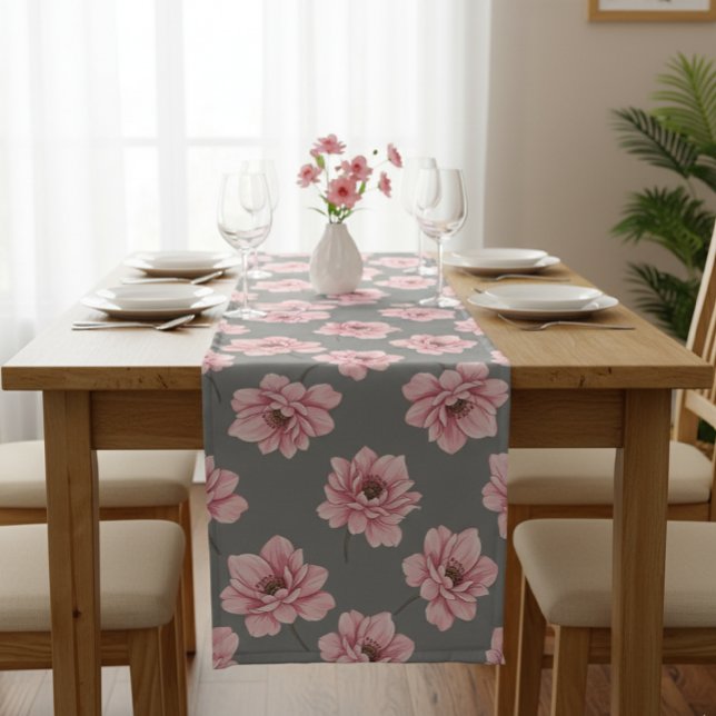Chemin De Table Long Modern Pink Rose Table Runner (Créateur téléchargé)