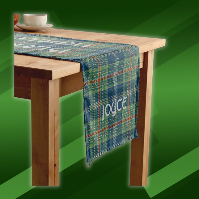 Chemin De Table Long Monogramme de tarte bleu et vert intemporel | (Créateur téléchargé)