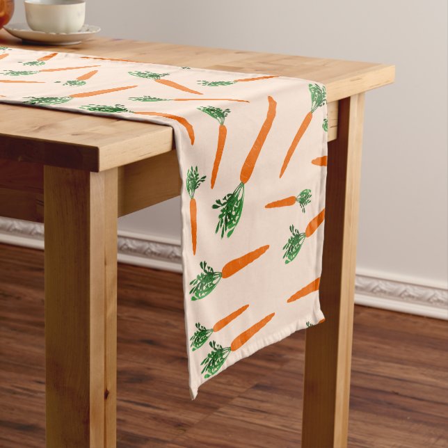 Chemin De Table Long Motif de carottes orange (In Situ)