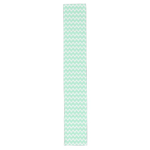 Chemin De Table Long Motif de menthe vert et blanc