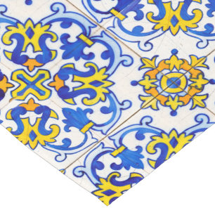Chemin De Table Long Motif portugais traditionnel Azulejo