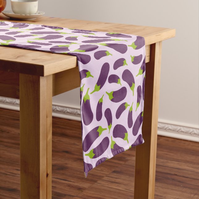 Chemin De Table Long Motif végétal d'aubergine violet végétal Conceptio (In Situ)