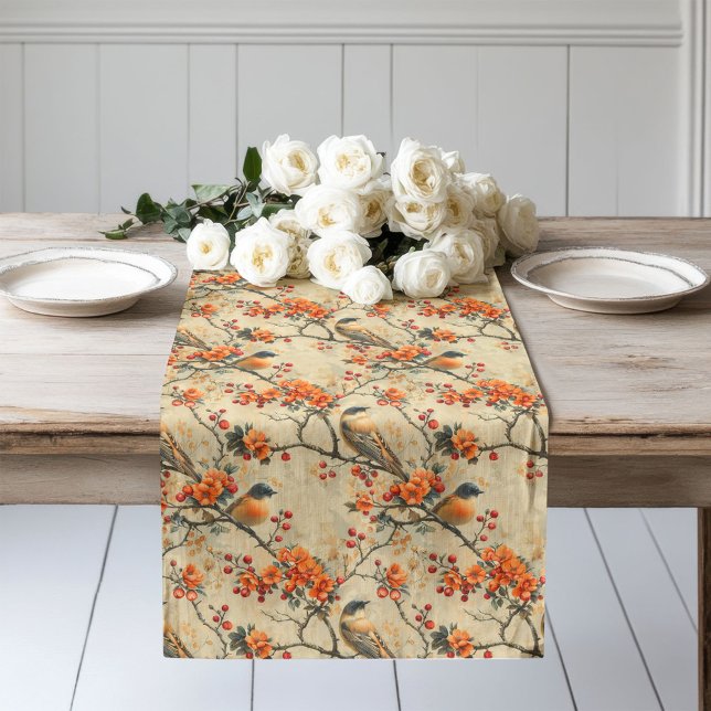 Chemin De Table Long Oiseaux et fleurs Runner Beauté d'automne pour tab (Birds & Blossoms Runner Autumn Beauty for Table)