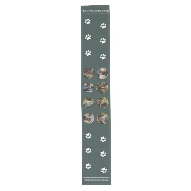 Chemin De Table Long Photo personnalisée Collage Chats vert (Devant)