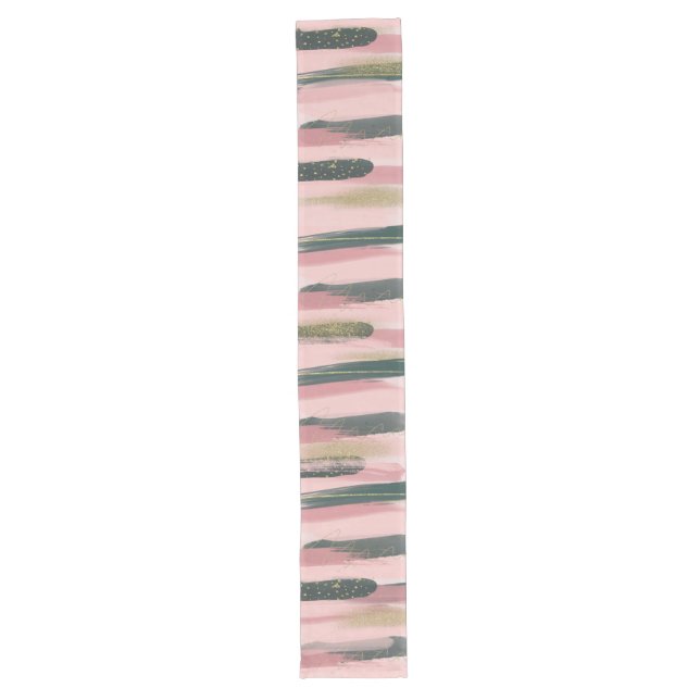Chemin De Table Long Pink and Green Brushstroke Christmas Table Runner (Devant)