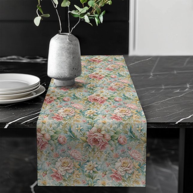 Chemin De Table Long Regal Rococo Dessins botaniques gracieux (Regal Rococo Graceful Botanical Designs Long Table Runner)