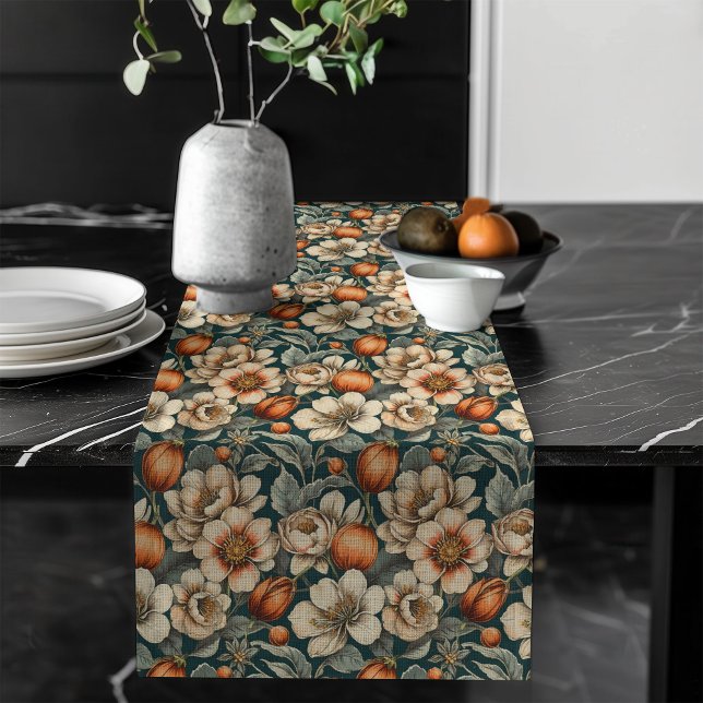 Chemin De Table Long Rustique Autumn Foliner Table Runner Ambiance cosy (Rustic Autumn Foliage Table Runner Cozy Atmosphere)