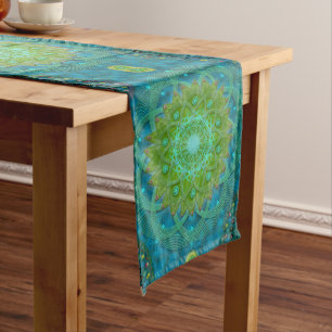Chemin De Table Long Shambala Tantric Nymphaea mandala art