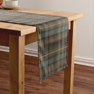 Chemin De Table Long Stewart Chasse Patiné Tartan Plaid Motif