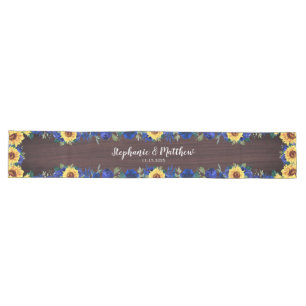 Chemin De Table Long Sunflower Blue Floral Bois Mariage Enregistrer La 