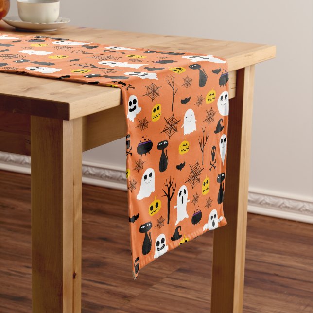 Chemin De Table Long Symboles Halloween éffrayant motif transparent (In Situ)